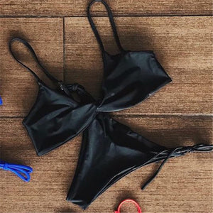 Brazilian Bandage Conch Halter Bikini Set