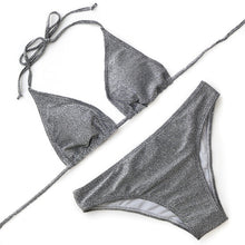 Shine Bright Like a Diamond Gold/Silver Glitter Halter Brazilian Bikini