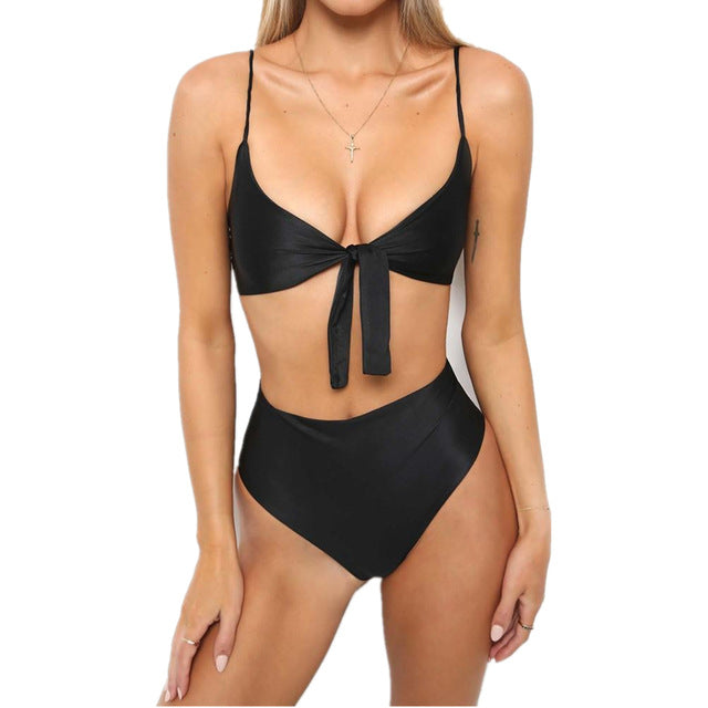 Amarelo High Waist Bandage Chest Bikini